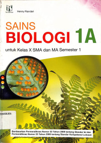 Sains Biologi 1A
Untuk Kelas X SMA dan MA Semester 1